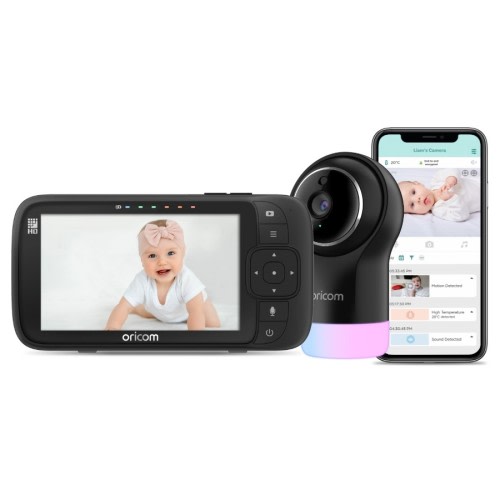 Oricom OBH950 5" Smart HD Nursery Pal Glow + Video Baby Monitor - Black