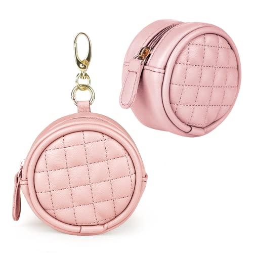 Baby Pacifier Holder with Clip, Maveek Pacifier Case for Diaper Bag, Binky Clip Bag Paci Pouch Container with Zipper for Boys & Girls, Outdoor Travel Stroller Accessory Purse Fits All Pacifiers (Pink)