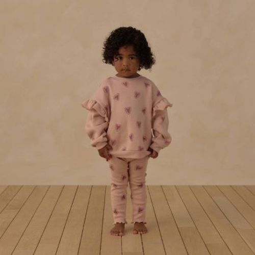 Toddler Girls' 2pc Juniper Shore Hearts Fleece Sweatshirt and Legging Pants Set - Pink 2T