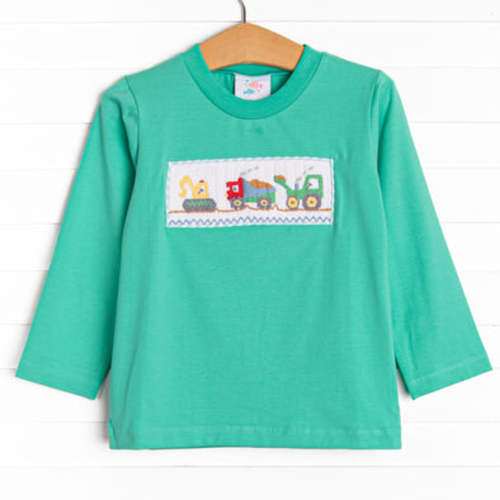 On the Job Smocked Top, Green – Stitchy Fish