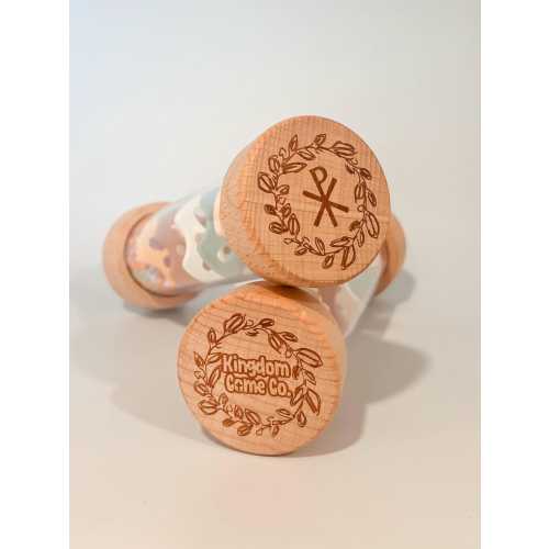 Chi-Rho Christian Beaded Raindrops - Montessori Wooden Rainmaker