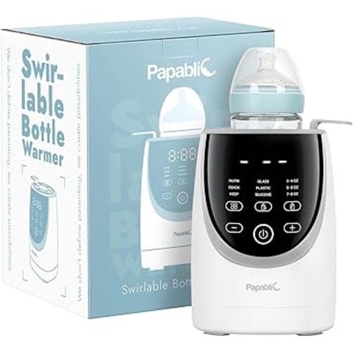 Papablic Swirlable Bottle Warmer, Baby Bottle Warmer with Shake Function for Breastmilk and Night Feeds, Uniform Heating for Nutrient Preservation, Smart Temperature Control, Automatic Shut-Off