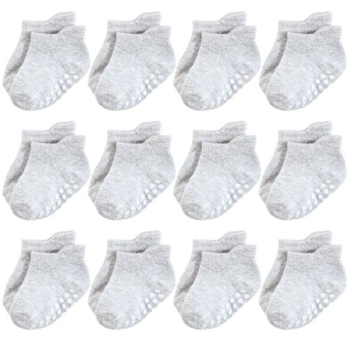 Hudson Baby Unisex Baby Non-Skid No-Show Socks, Gray