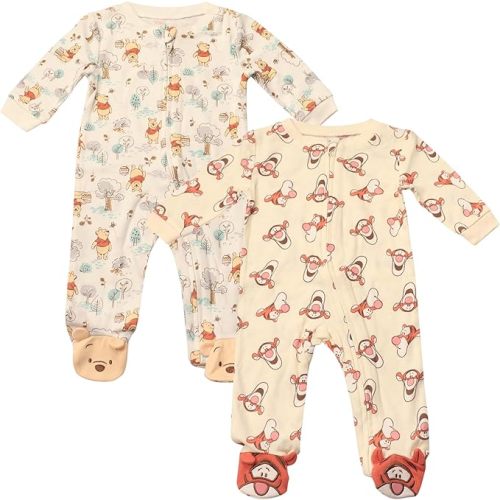 Magic Threadz Disney Clothes Baby Boys 2-Pack Quilted Footed Coveralls Mickey Mouse, Winnie the Pooh and Dumbo (0/3M-6/9M)