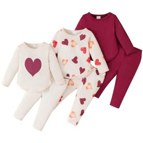 Mioglrie Baby Girl Clothes Infant Fall Outfits Toddler Girl Clothes 6 Pcs Spring Newborn Essentials 3M-3Y Clothing Set