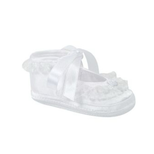 Crown & Ivy™ Baby Girls White Satin Tie Shoes | Belk