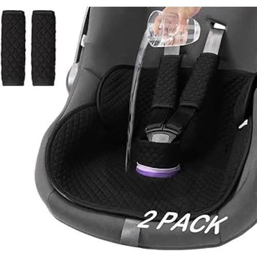 2 Pack Baby Potty Training Car Seat Protector, Waterproof Car Seat Liner for Potty Training Toilet, Baby Infant Toddler Piddle Pad Fits for Carseat, Stroller, Highchair - 2 Pack, Black