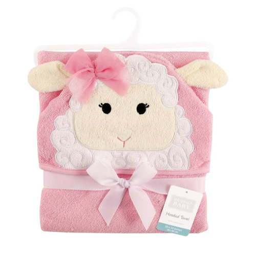 Hudson Baby Unisex Baby Cotton Animal Face Hooded Towel, Lamb, One Size
