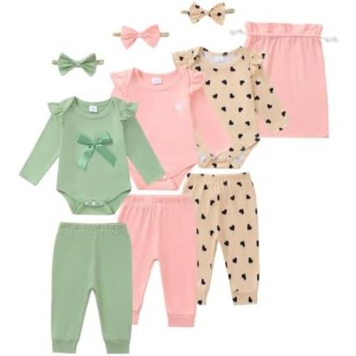 Newborn Baby Girl Clothes 10 Piece Infant Outfits 0-18 Months