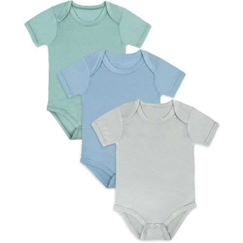 Bamboo Rayon Baby Bodysuit,Short Sleeve Bodysuits Solid Color Outfits for Infant Boys Girls Soft Clothes