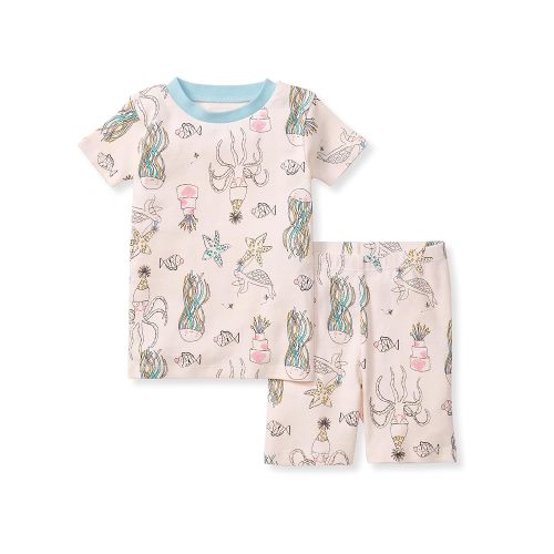 Burt's Bees Baby Baby Girls' Pajamas, Sleeve Tee and Shorts 2-Piece Pj Set, 100% Organic Cotton