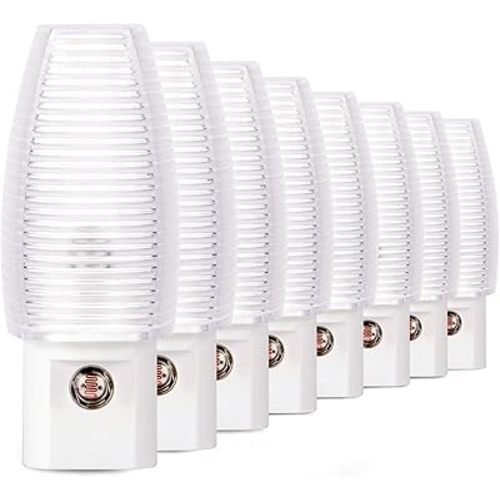 Emotionlite 8 Pack Plug in Night Light, Warm White LED Nightlight, Dusk to Dawn Sensor, Kids, Nursery, Bedroom, Bathroom,Hallway, Stairs, Kitchen
