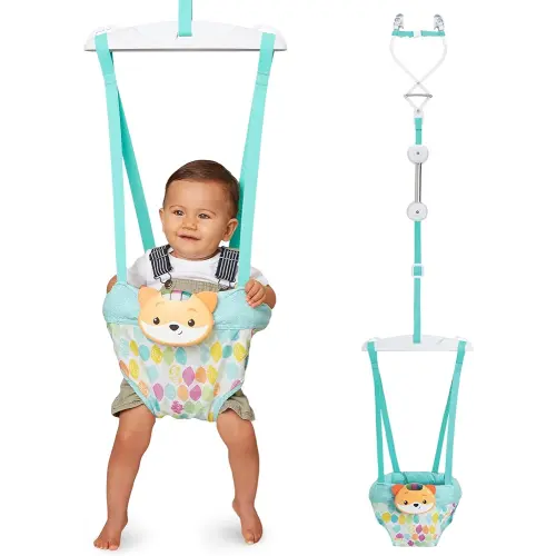 Infantino 2-in-1 Music & Lights Doorway Jumper - Engaging Activity Jumper with Motion-Activated Sounds for Babies, Fox