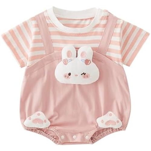 Toddler Baby Striped Romper Outfits Summer Soft Cute Short Sleeve Bodysuits Clothes Infant Newborn Shirt Jumpsuits