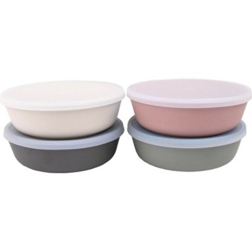 WeeSprout Bamboo Kids Bowls with Lids - 15 oz, Set of 4