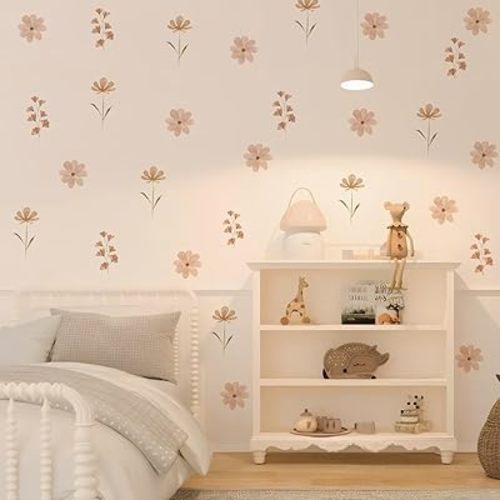 QUCHENG Boho Watercolor Nursery Wall Stickers Kid Room Wall Decals Removable DIY Decor PVC 4 Sheets