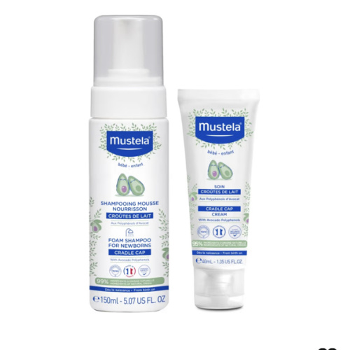 Mustela Cradle Cap Fragrance-Free Baby Shampoo & Cream for Baby & Newborn for Seborrheic Dermatitis - Helps to minimize Scalp Flakes - Clinically & Dermatologist Tested - 2 Items Set
