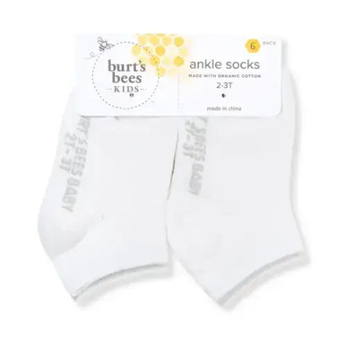 Solid Organic Cotton Baby Ankle Socks 6 Pack