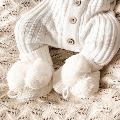 Little B's Pom Booties - Milk