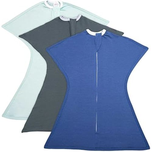 SleepingBaby Zipadee-Zip Transition Swaddle - Cozy Baby Swaddle Blanket with Zipper Convenience - Roomy Wearable Blanket for Easy Diaper Changes - ClassicBoy, Small (4-8 Month) - 3 Pack