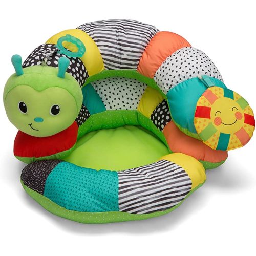 Infantino Prop-A-Pillar Tummy Time & Seated Support, Baby Floor Seat for Tummy Time & Early Sitting, Soft, Supportive, Engaging Toys, Caterpillar