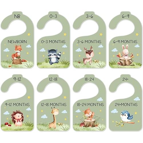 Animals Baby Closet Dividers, Safari 8 Pack Double Sided Nursery Organizer From Newborn to 24 Months, Clothes Size Hanger Separators for Boys Girls -01