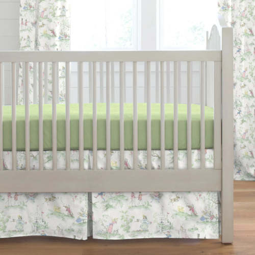 Liz and Roo Nursery Rhyme Toile Pleated Crib Skirt