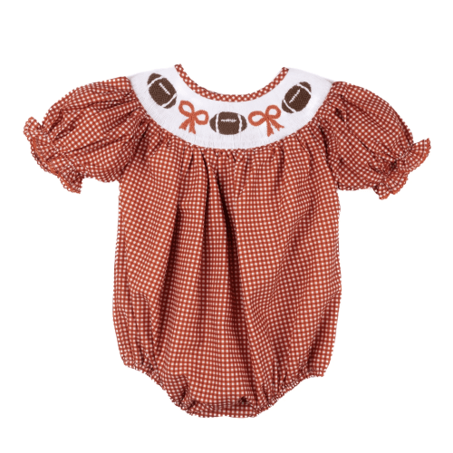 Orange Gingham Football Hallie Bubble