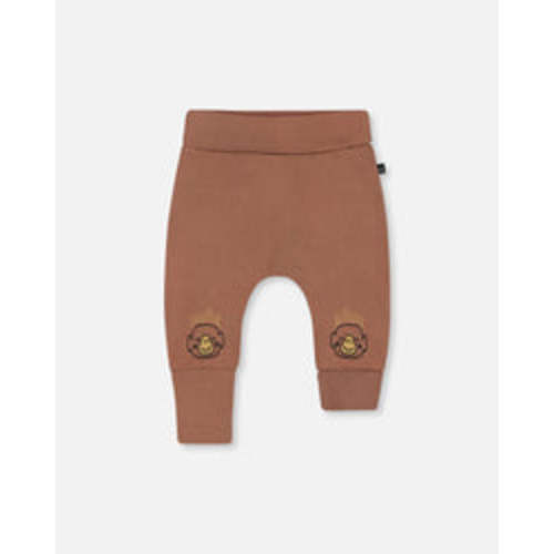 Printed Organic Cotton Evolutive Pant Brown And Monkeys - Deux par Deux