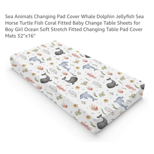 Amazon.com: Sea Animals Changing Pad Cover Whale Dolphin Jellyfish Sea Horse Turtle Fish Coral Fitted Baby Change Table Sheets for Boy Girl Ocean Soft Stretch Fitted Changing Table Pad Cover Mats 32''x16''