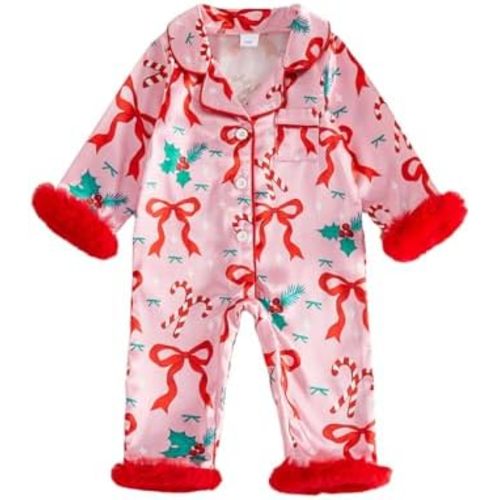 Multitrust Newborn Baby Girl Striped Silk Pajamas Button Down Feather Trim Long Sleeve Satin Infant Pjs One Piece Jumpsuit