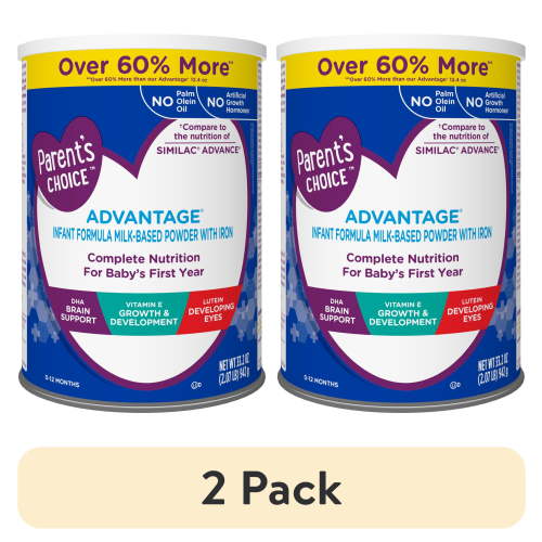 (2 pack) Parent's Choice Advantage Infant Formula Powder with Iron; DHA, Lutein, Vit E, 33.2 oz