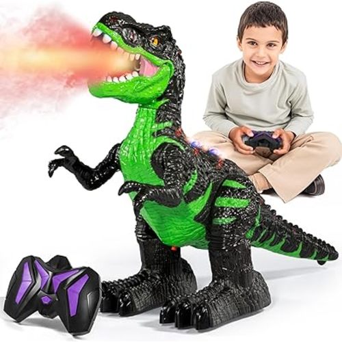 Remote Control Dinosaur Toys for Kids 3-5 5-7 8-12, RC Walking T-Rex Dinosaur Robot Toy with Water Mist Spray, Lights and Sounds, Rechargeable Battery, 3 4 5 6 7 8 Years Old Boy Girl Birthday Gift