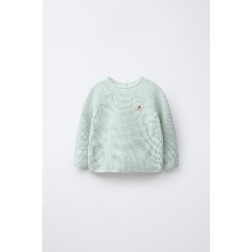 EMBROIDERED DOG PURL KNIT JUMPER - Aquamarine | ZARA United States 3-6M