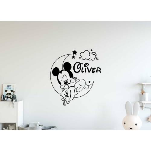 Custom Name Mickey Mouse Wall Decal Personalized Vinyl Sticker Nursery Kids Bedroom Decor 16(alw)