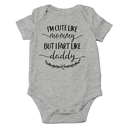 AW Fashions I'm Cute Like Mommy But I Fart Like Daddy Baby Bodysuit Funny Adorable Infant Clothing Outfit