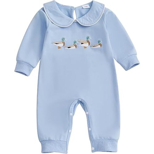 Bagilaanoe Infant Baby Boy Long Sleeve Romper Jumpsuit Pants Mallard Duck Outfit Fall One Piece Clothes
