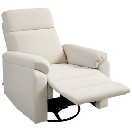 HOMCOM Swivel Rocker Recliner Chair, Wide Rocking Sofa with Pocket Spring, Footrest, Fabric Overstuffed Reclining Chair, Quick Assembly, Cream