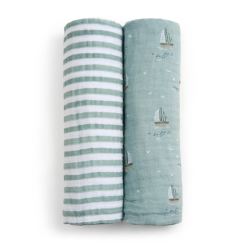 aden + anais Organic Cotton Muslin Swaddles in Sailing Seas 2 Pack