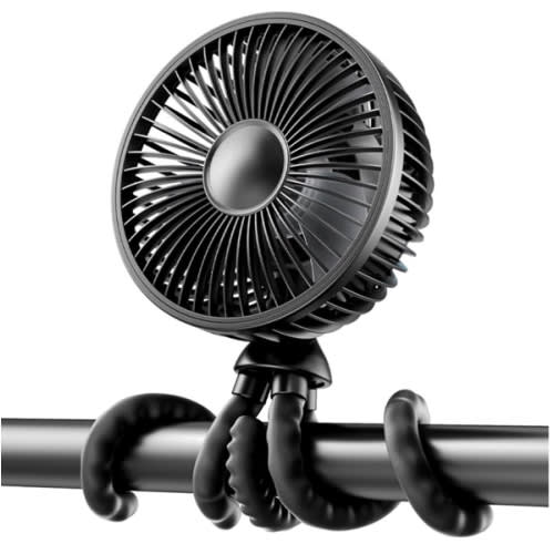 Gaiatop Baby Stroller Fan, 4000mAh Oscillating Mini Portable Fan with Light, 4 Speeds Battery Operated Small Handheld Desk Fan, 360° Rotate Flexible Tripod Clip On Fan for Car Seat Crib Travel Black : Amazon.com.au: Baby