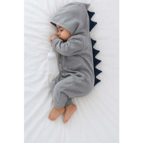 Baby Dinosaur Hooded Jumpsuit – Long Sleeve Romper with Dinosaur Spike – Little Dresser