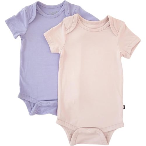 KYTE BABY Unisex Bodysuits, 2-Pack Short Sleeve Baby Bodysuits, 97% Rayon made from Bamboo, 3% Spandex