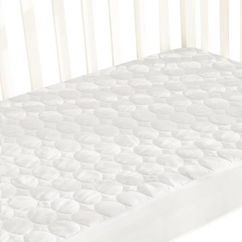 Biloban Crib Mattress Protector Waterproof Sheets Fitted 52” x 28”, White | Ultra Soft Crib Mattress Pad Cover, Machine Washable & Dryer Fit Baby Toddler Bed Mattress Protector