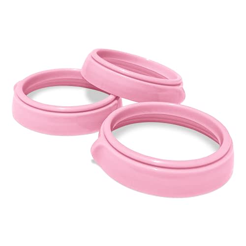 Baby Bottle Collar Rings for Comotomo Baby Bottles | Compatible with 5 Ounce and 8 Ounce Comotomo Baby Bottle | Replacement Bottle Collar, 3 Pack (Pink)