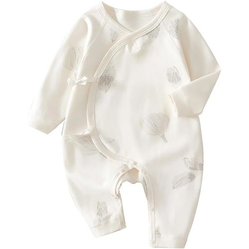 100% Organic Cotton Soft 0-6 Months Unisex Footless Newborn Baby Sleepers Pajamas Romper Boys Girls Long Sleeve