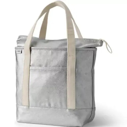Medium Coated Metallic 5 Pocket Open Top Canvas Tote Bag | Lands' End