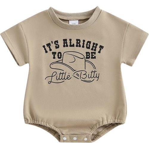 Sasaerucure Little Bitty Baby Outfit Infant Long Sleeve Romper Baby Boy Western Country Style Onesie Newborn Winter Clothes