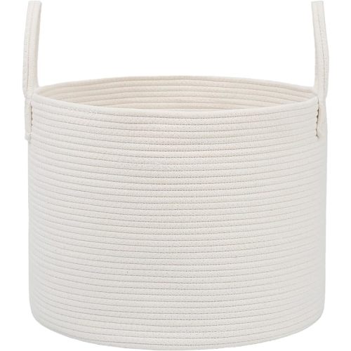 65L Extra Large Blanket Basket for Living Room - Woven Cotton Rope Laundry Hamper with Reinforced Handles - Storage Bin for Pillows, Comforters & Toys - Machine Washable,Oatmeal