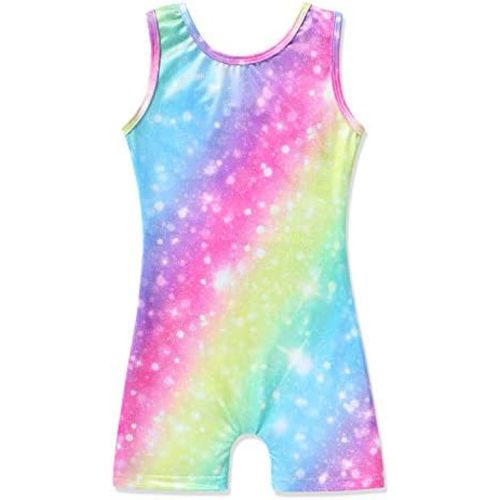 HOZIY Gymnastics Leotards for Girls with Shorts Toddlers Biketards Rainbow Unicorn Dinosaur Mermaid Leopard Flower Galaxy