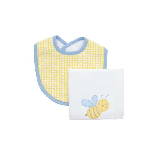Bumble Bee Basic Bib & Burp Boxed Set, Blue
